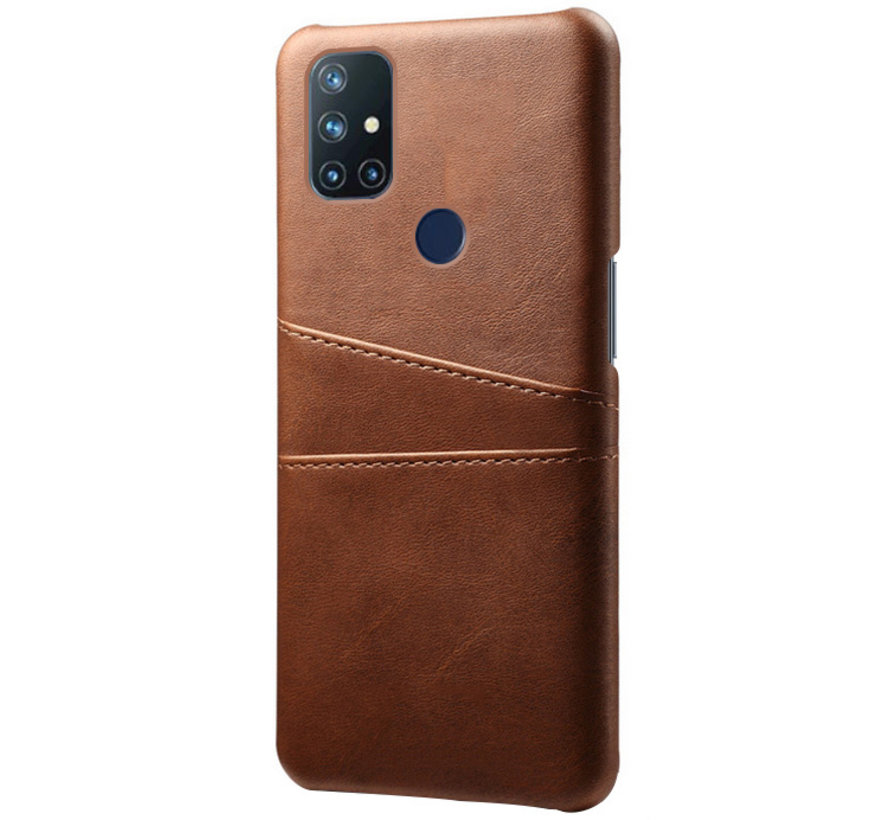 OnePlus Nord N10 5G Case Slim Leather Card Holder Brown