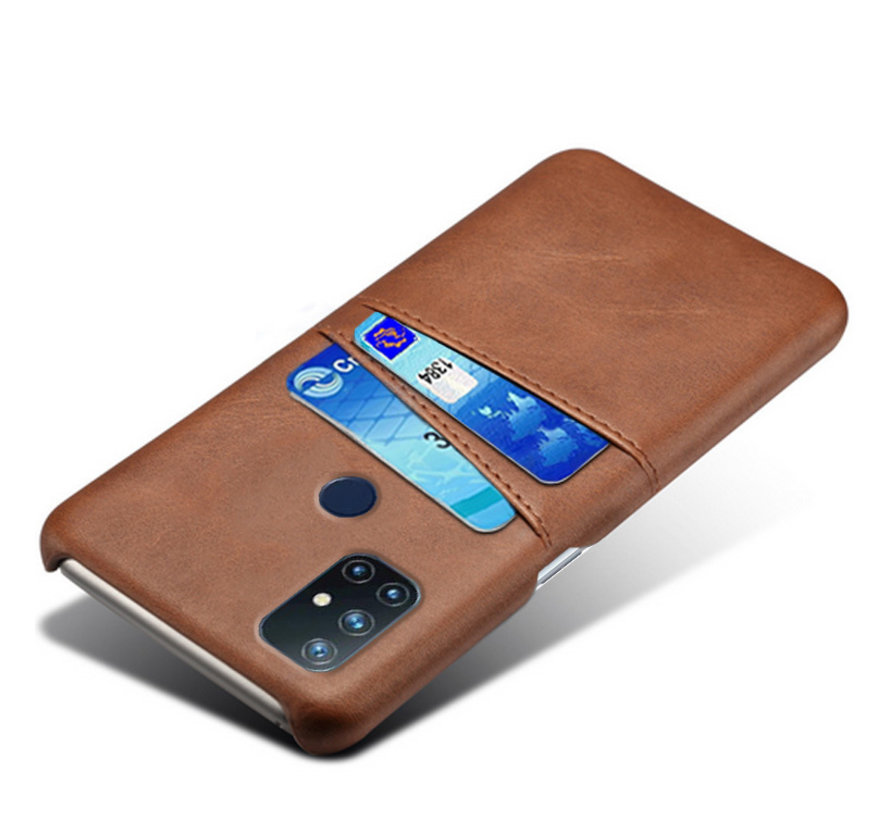 OnePlus Nord N10 5G Case Slim Leather Card Holder Brown