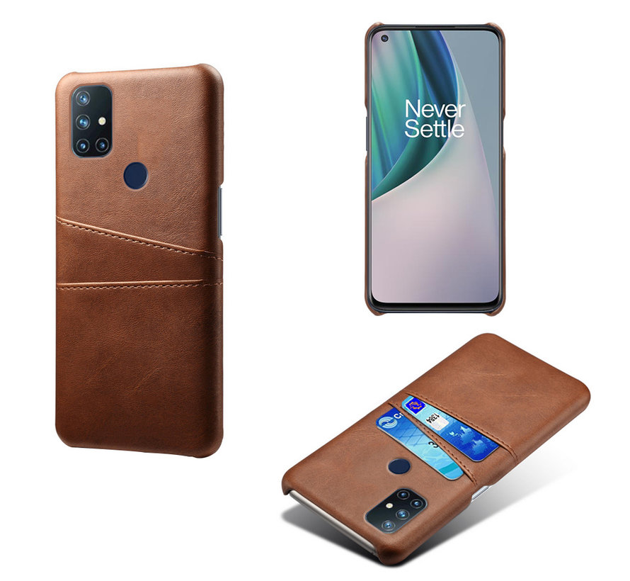 OnePlus Nord N10 5G Case Slim Leather Card Holder Brown