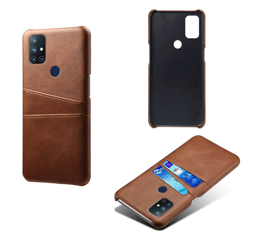 OnePlus Nord N10 5G Case Slim Leather Card Holder Brown