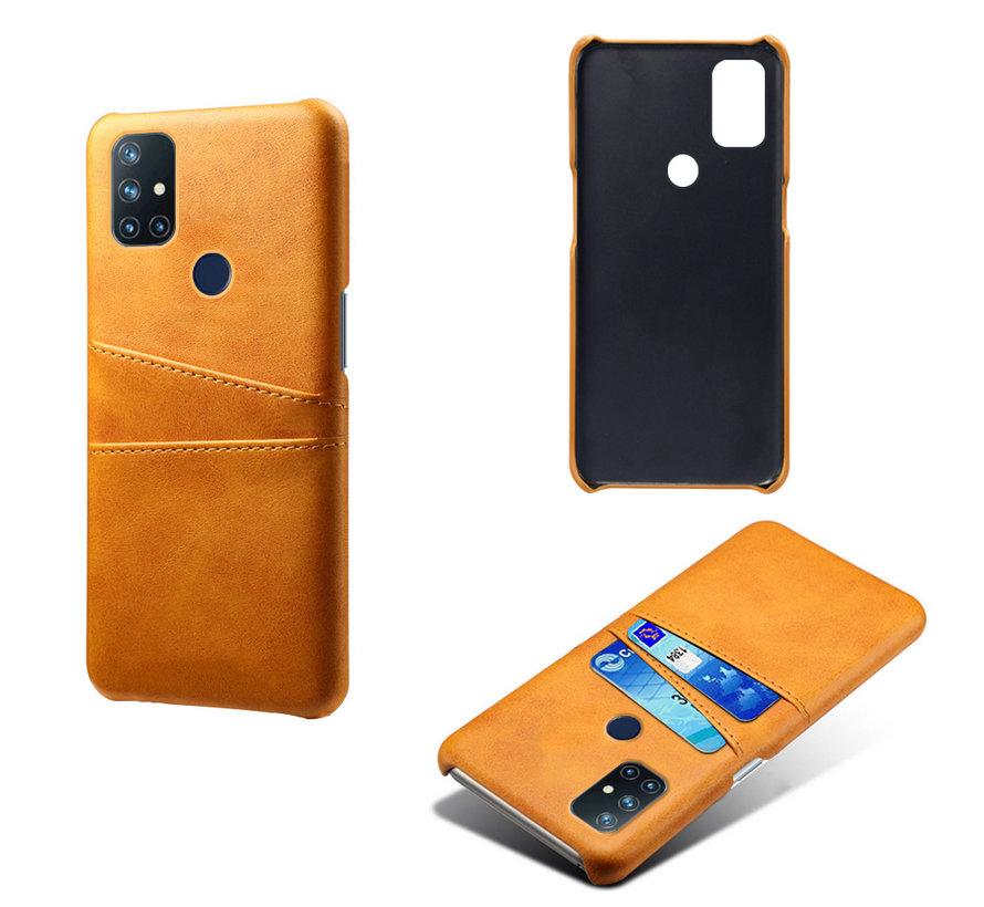 OnePlus Nord N10 5G Case Slim Leather Card Holder Cognac