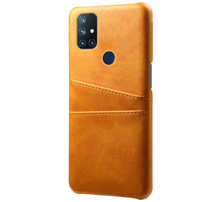 OnePlus Nord N10 5G Case Slim Leather Card Holder Cognac