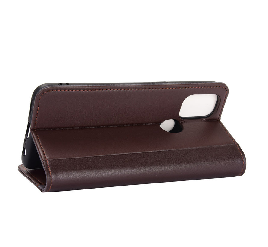 OnePlus Nord N10 5G Wallet Case Genuine Leather Brown