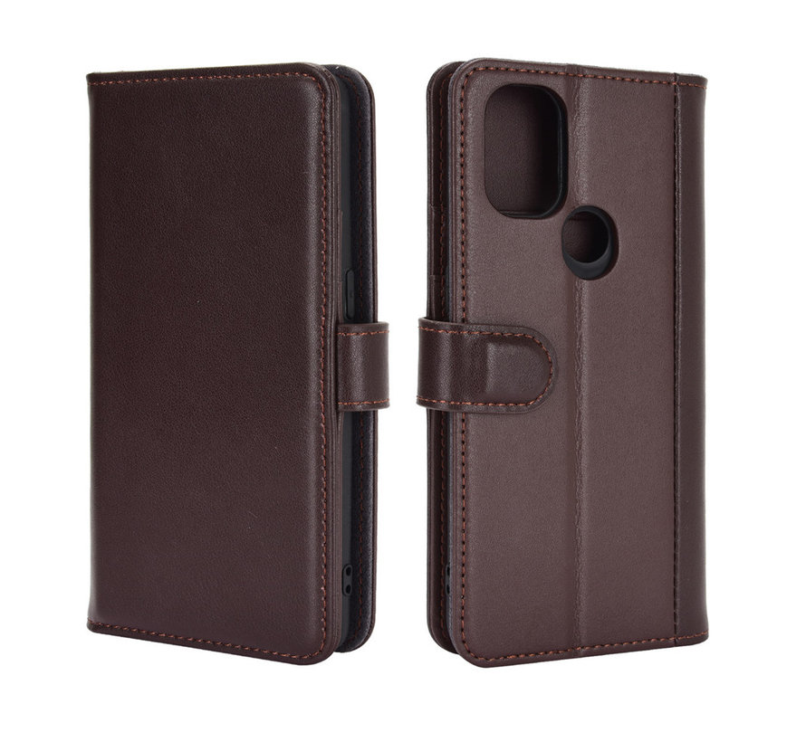 OnePlus Nord N10 5G Wallet Case Genuine Leather Brown