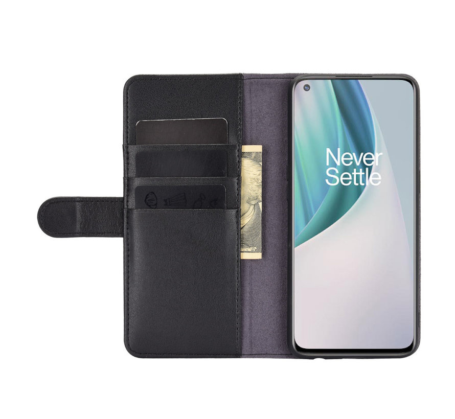 OnePlus Nord N10 5G Wallet Case Genuine Leather Black