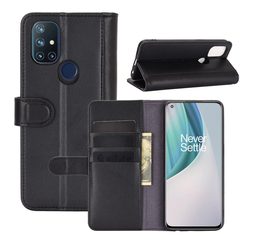 OnePlus Nord N10 5G Wallet Case Genuine Leather Black