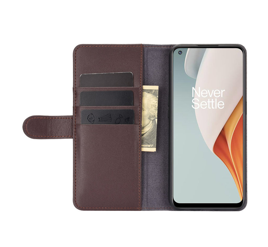 OnePlus Nord N100 Brieftasche Etui Echtes Leder Braun