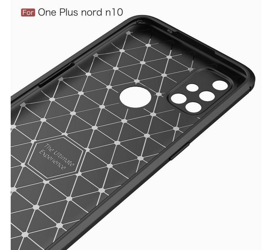 OnePlus Nord N10 5G Hoesje Brushed Carbon Rood