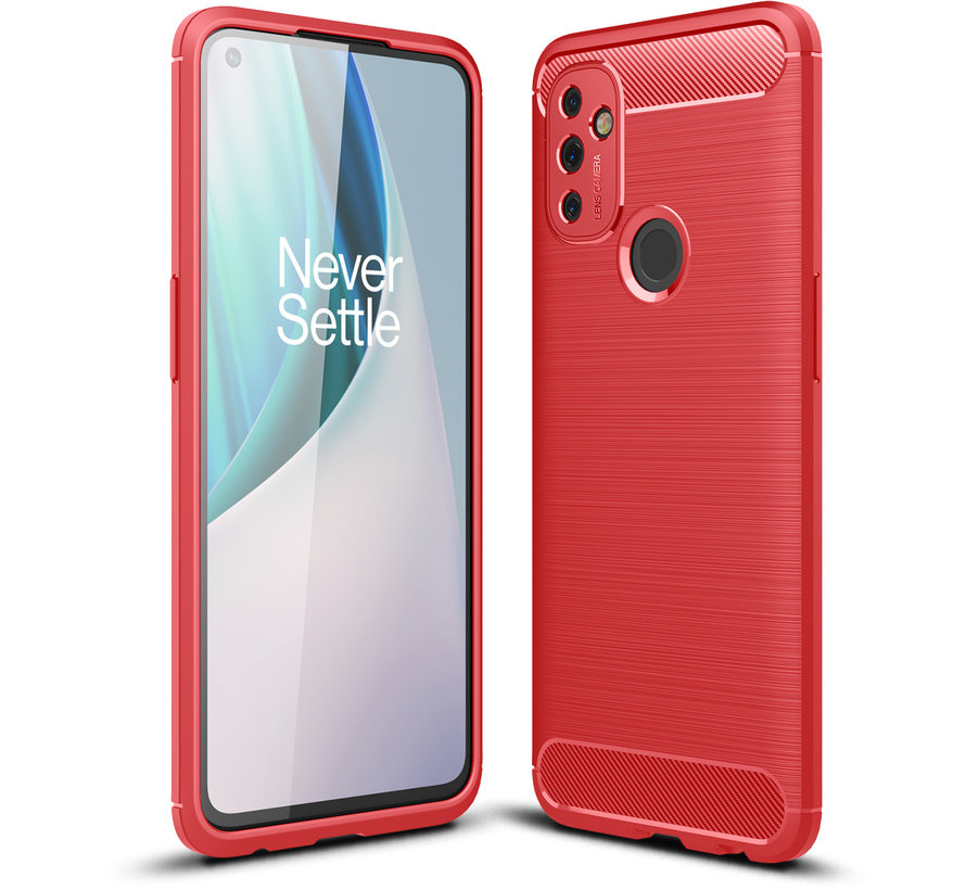 OnePlus Nord N100 Case Brushed Carbon Red