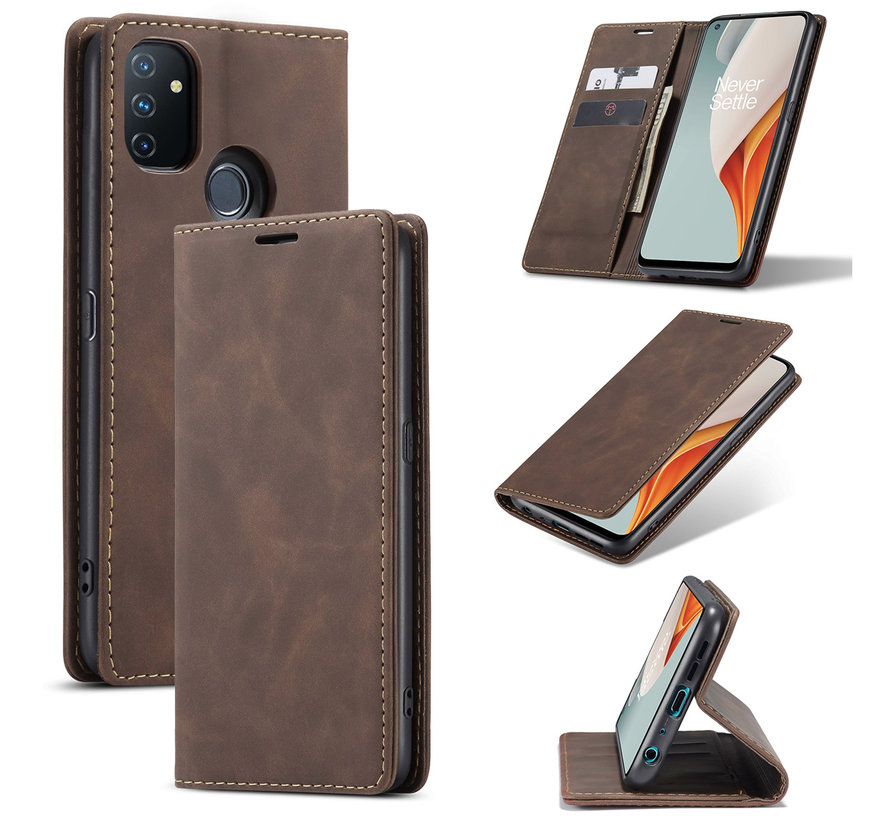 OnePlus Nord N100 Wallet Hoesje Vintage Leder Bruin