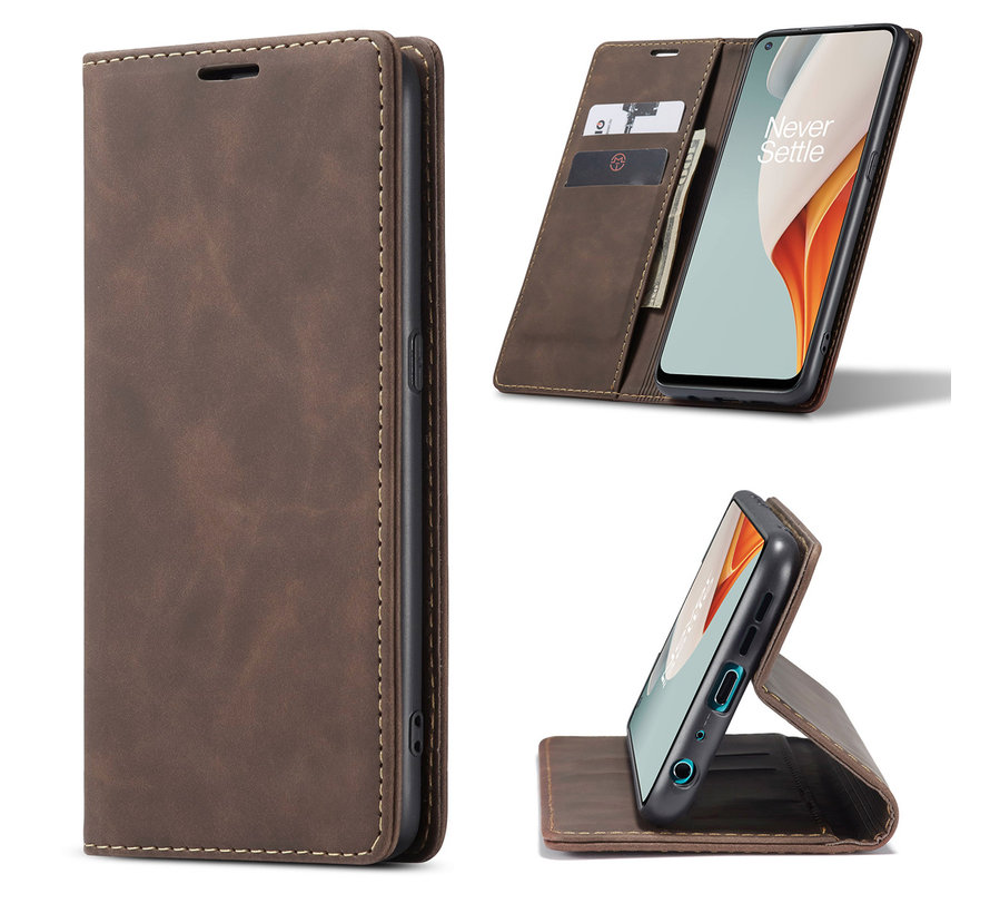 OnePlus Nord N100 Wallet Case Vintage Leather Brown