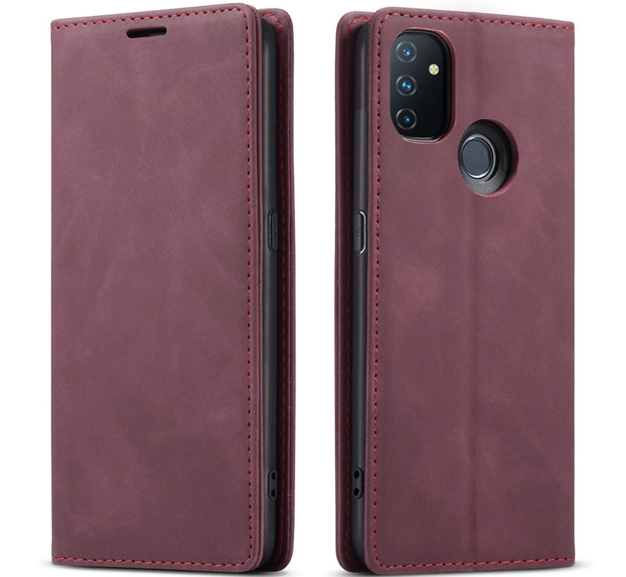 OnePlus Nord N100 Wallet Case Vintage Leather Red