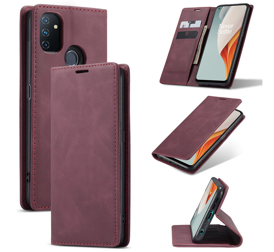 OnePlus Nord N100 Wallet Case Vintage Leather Red