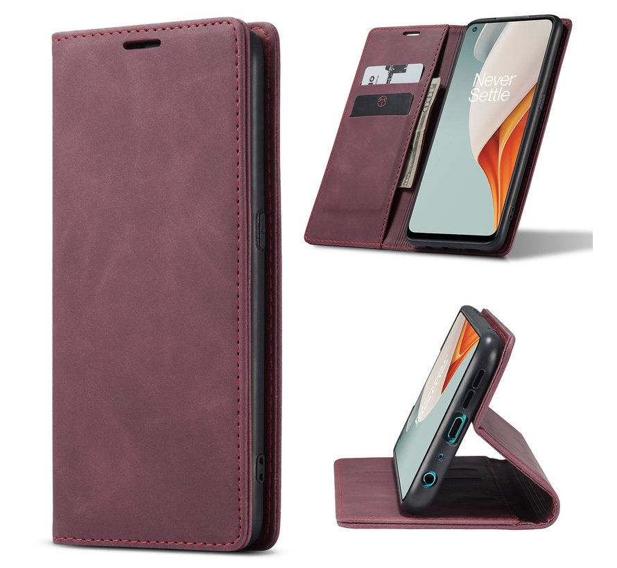 OnePlus Nord N100 Wallet Case Vintage Leather Red