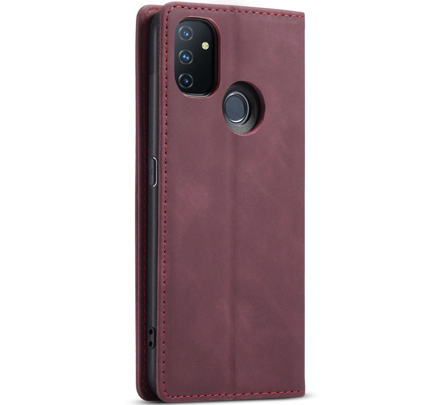 OnePlus Nord N100 Wallet Case Vintage Leather Red