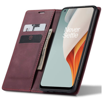 ProGuard OnePlus Nord N100 Wallet Hoesje Vintage Leder Rood