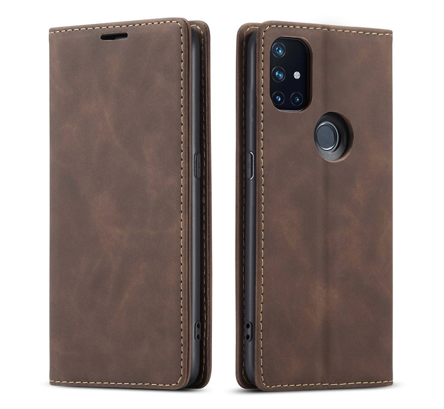 OnePlus Nord N10 5G Wallet Hoesje Vintage Leder Bruin