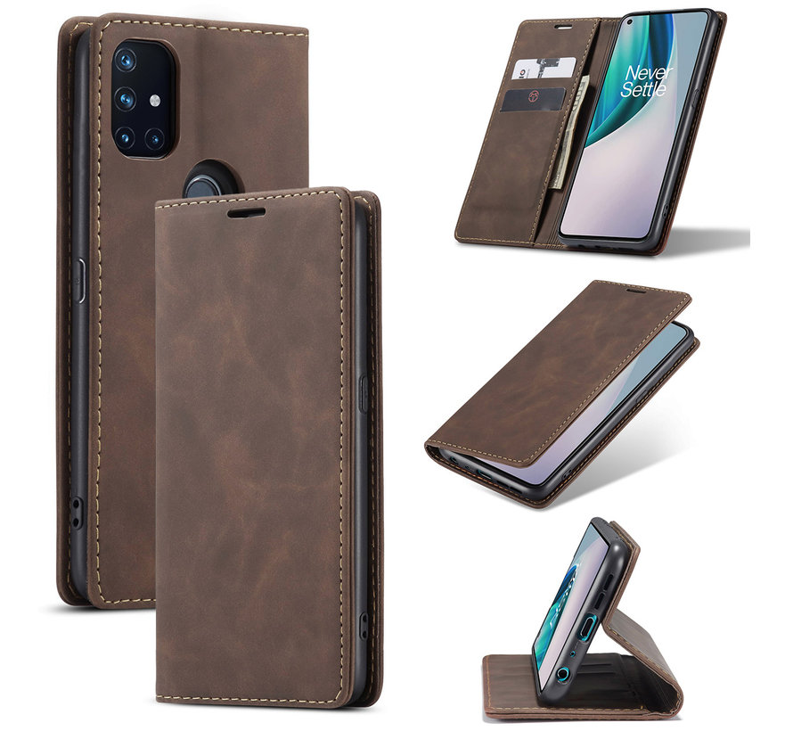 OnePlus Nord N10 5G Wallet Case Vintage Leather Brown