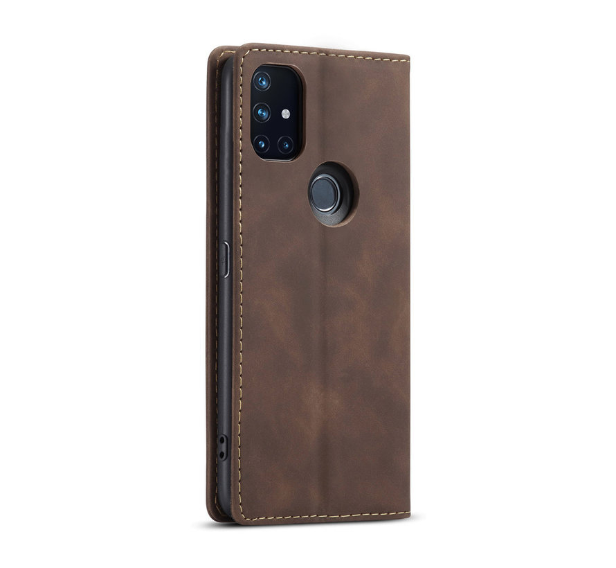 OnePlus Nord N10 5G Wallet Hoesje Vintage Leder Bruin