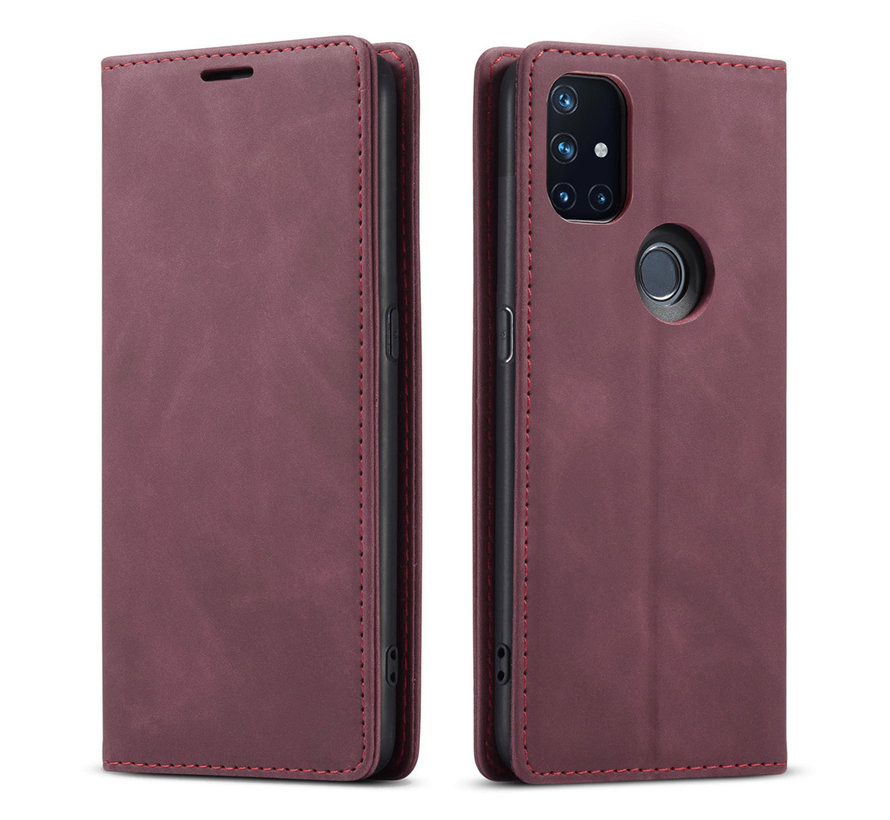 OnePlus Nord N10 5G Wallet Case Vintage Leather Red