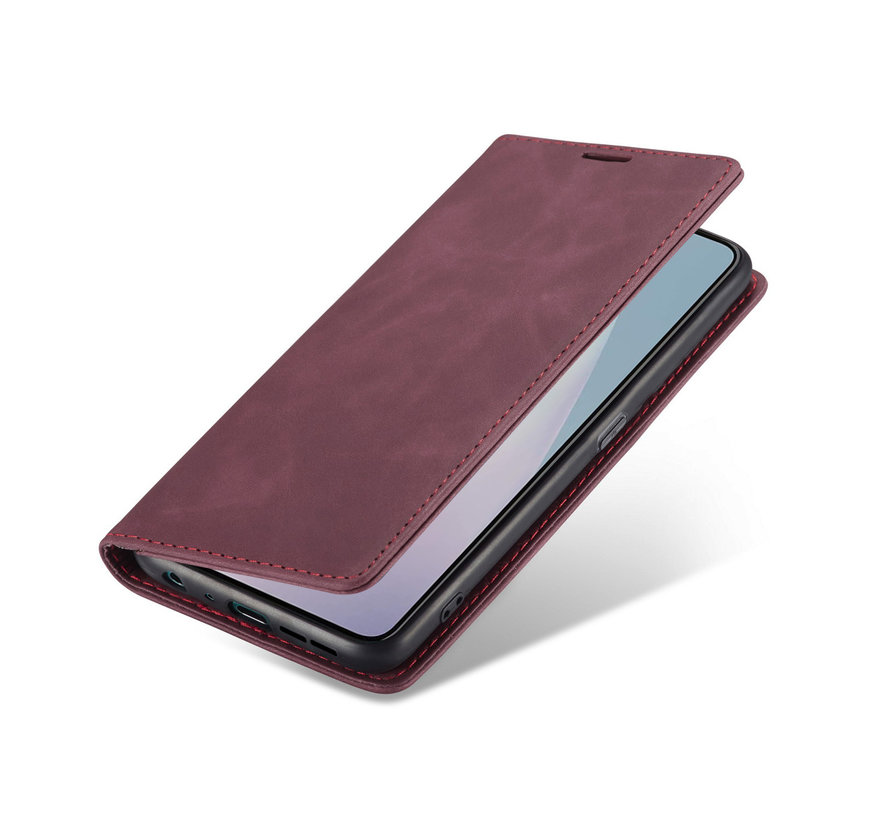 OnePlus Nord N10 5G Wallet Hoesje Vintage Leder Rood