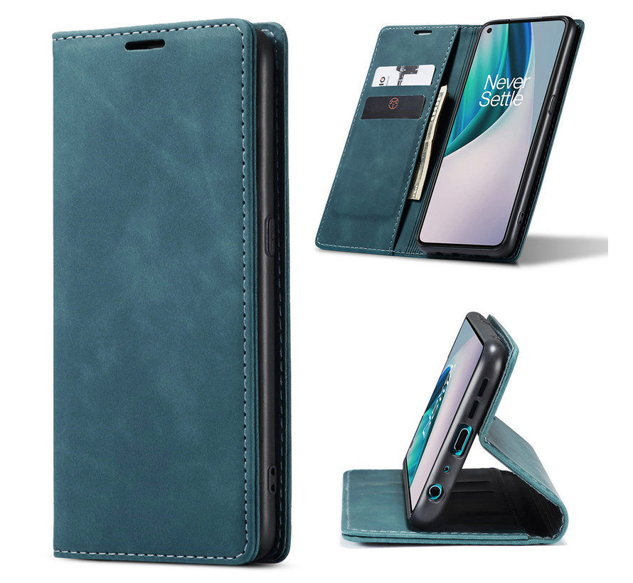 OnePlus Nord N10 5G Wallet Hoesje Vintage Leder Blauw