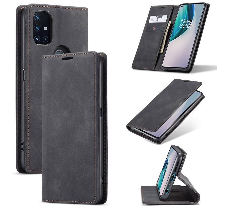 OnePlus Nord N10 5G Wallet Case Vintage Leather Black