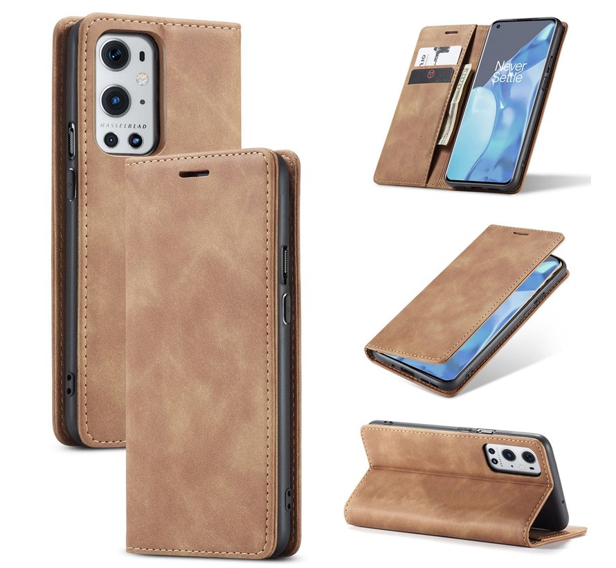 OnePlus 9 Pro Wallet Case Vintage Leather Beige