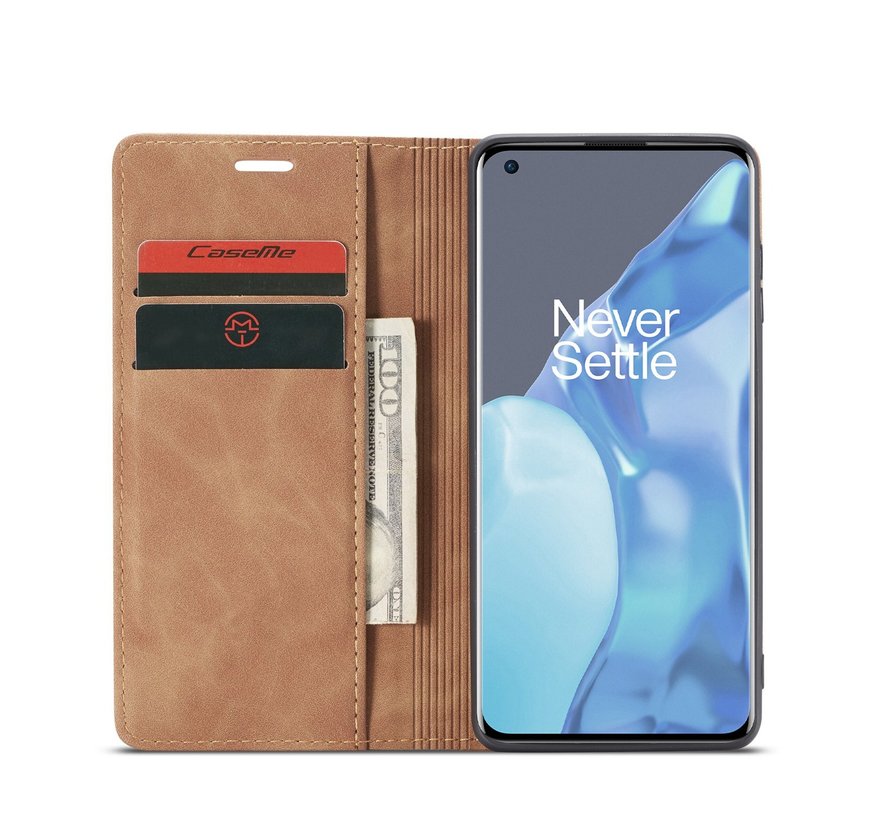 OnePlus 9 Pro Wallet Case Vintage Leather Beige