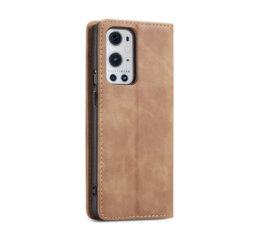 OnePlus 9 Pro Wallet Case Vintage Leather Beige