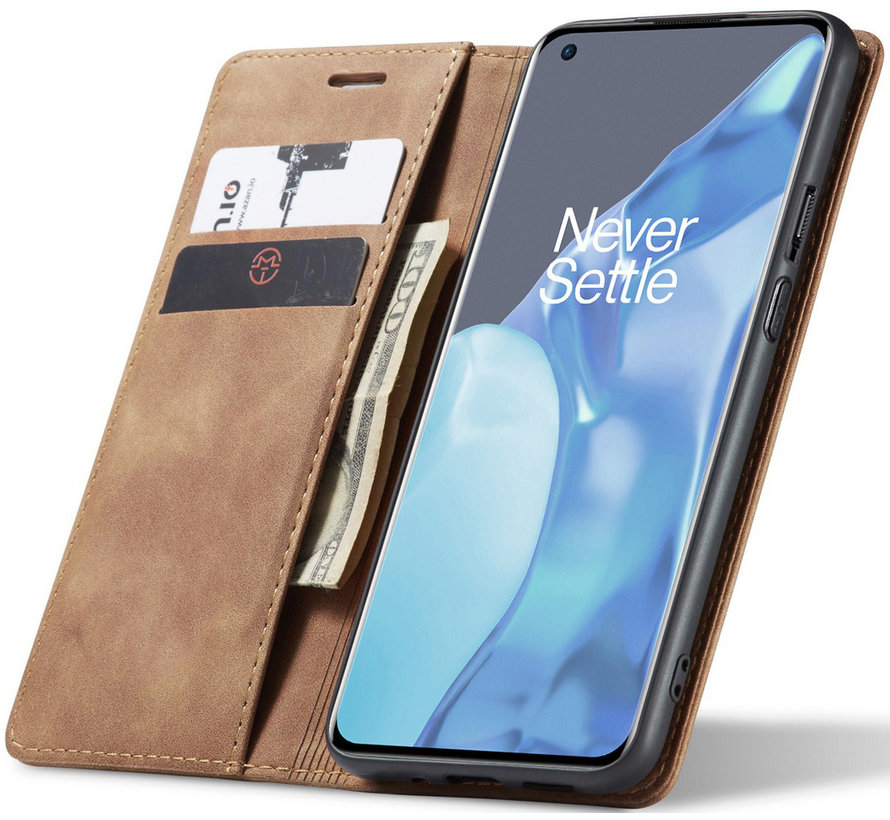 OnePlus 9 Pro Wallet Case Vintage Leather Beige