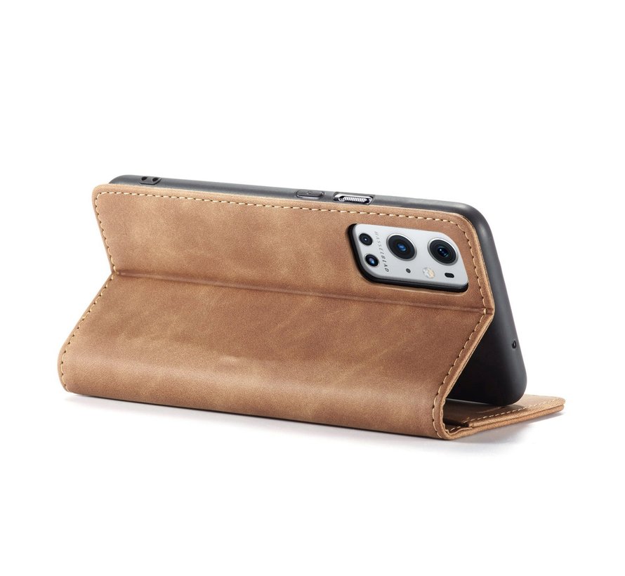 OnePlus 9 Pro Wallet Hoesje Vintage Leder Beige