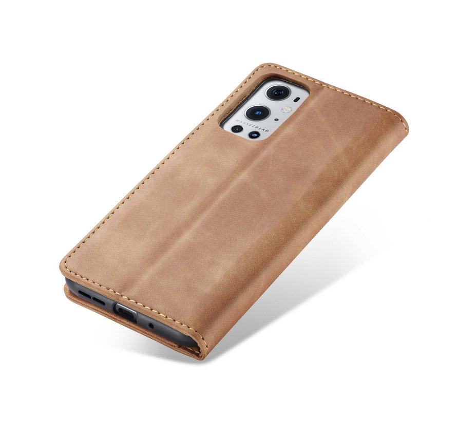 OnePlus 9 Pro Wallet Case Vintage Leather Beige