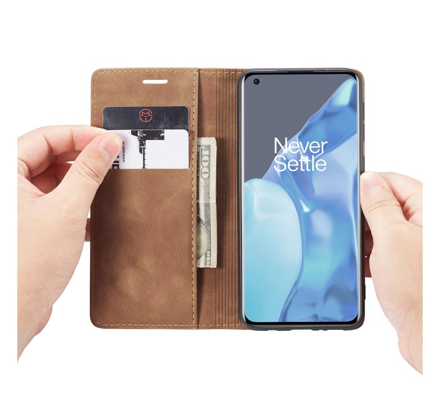 OnePlus 9 Pro Wallet Case Vintage Leather Beige