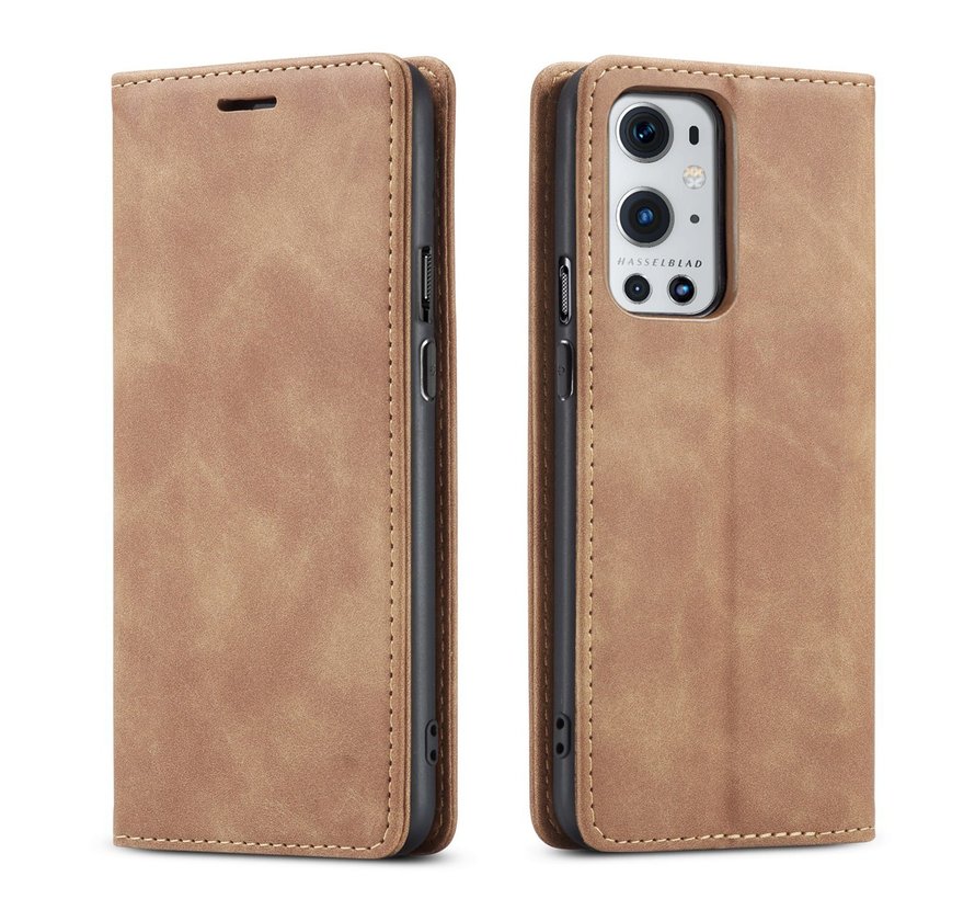 OnePlus 9 Pro Wallet Case Vintage Leather Beige