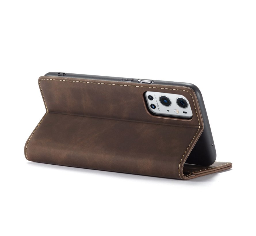 OnePlus 9 Pro Wallet Case Vintage Leather Brown