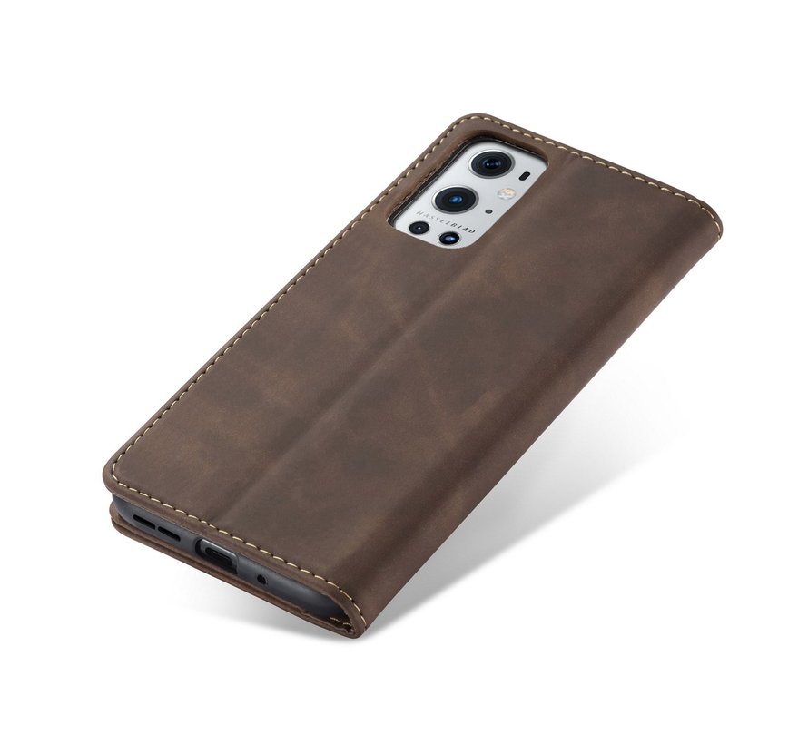 OnePlus 9 Pro Wallet Hoesje Vintage Leder Bruin