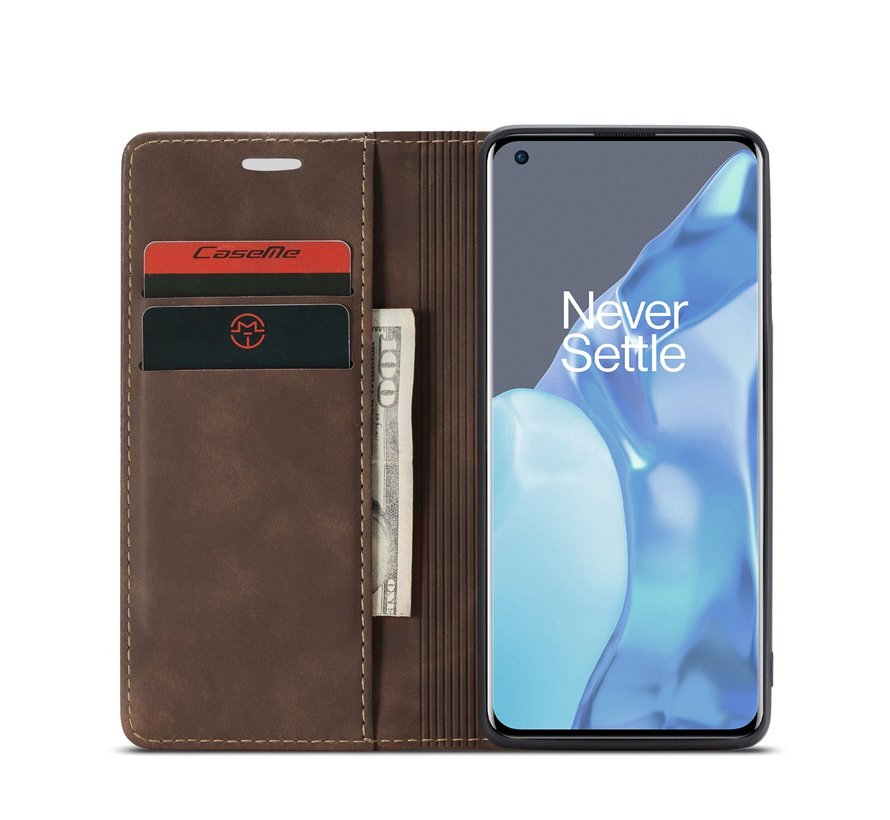 OnePlus 9 Pro Wallet Case Vintage Leather Brown