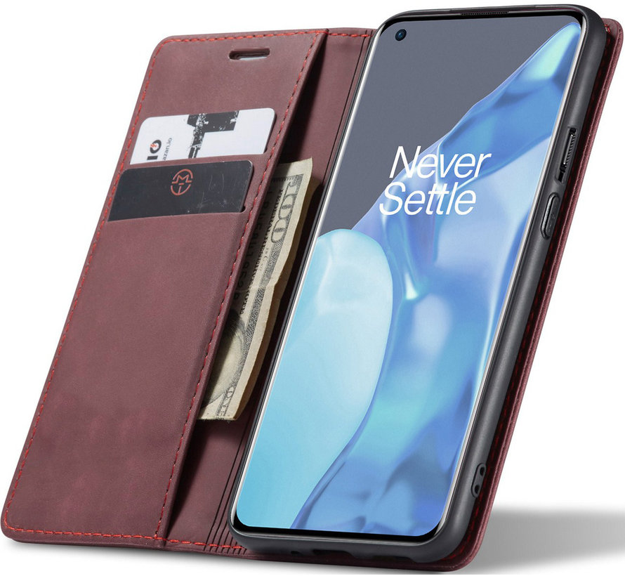 OnePlus 9 Pro Brieftasche Vintage Leder Rot