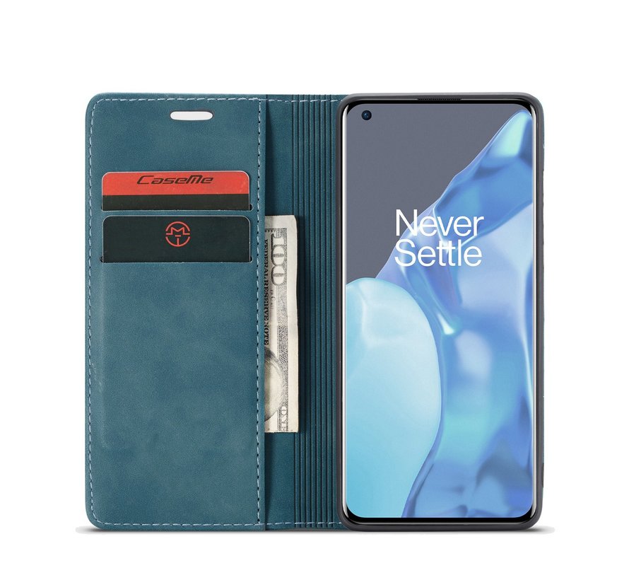 OnePlus 9 Pro Wallet Case Vintage Leather Blue