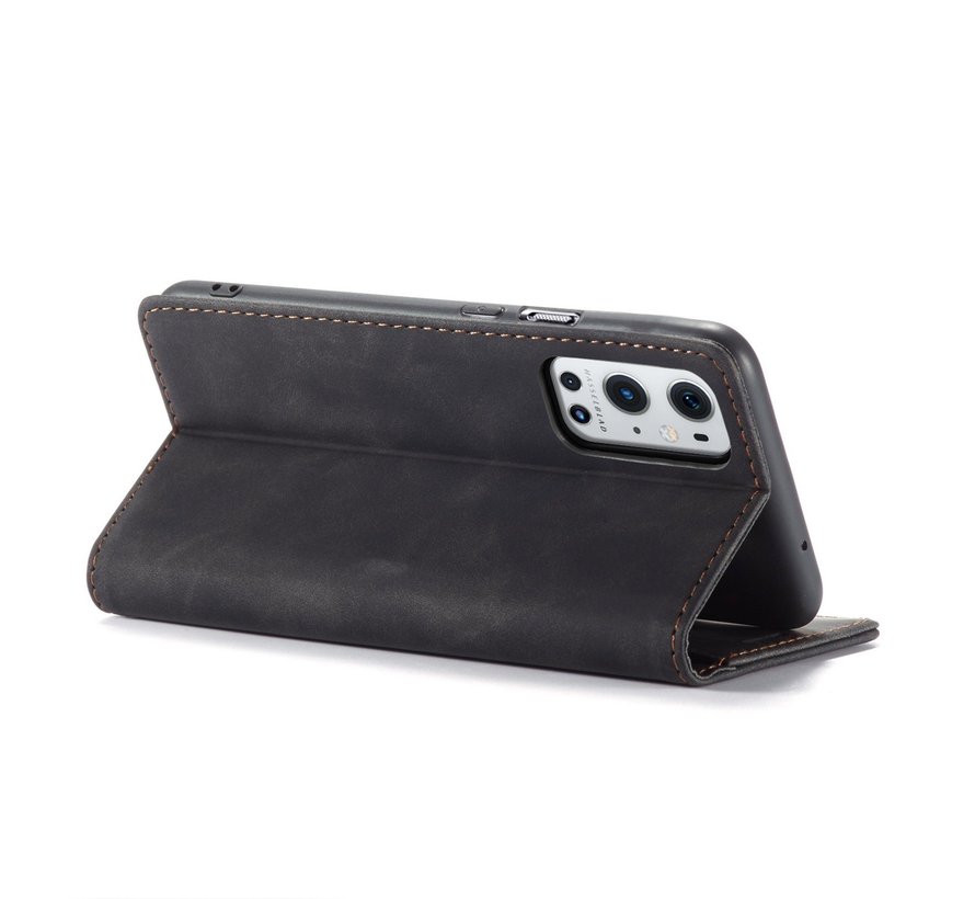 OnePlus 9 Pro Wallet Case Vintage Leather Black