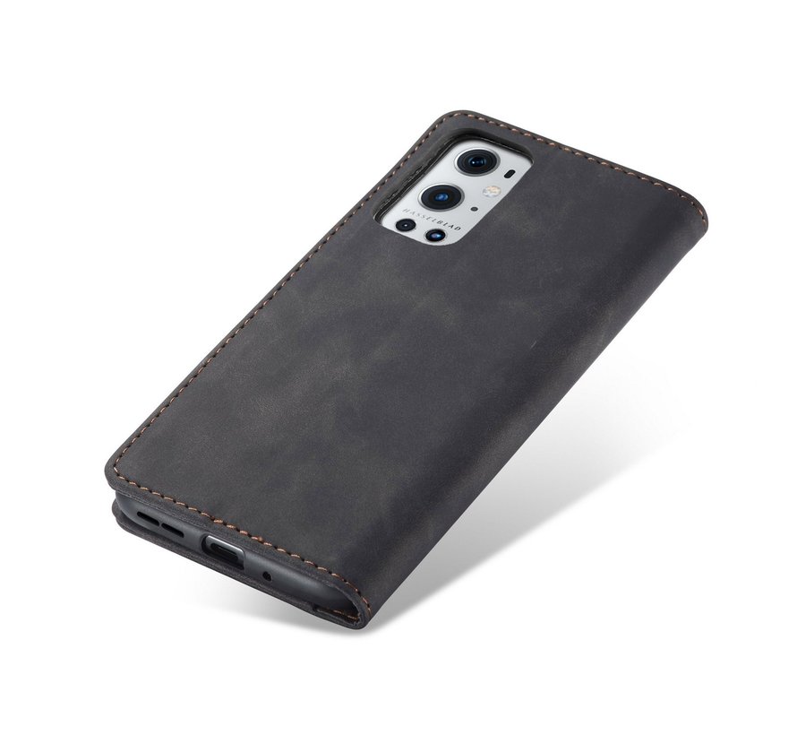 OnePlus 9 Pro Wallet Case Vintage Leather Black