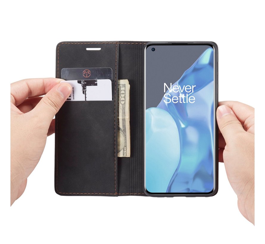 OnePlus 9 Pro Wallet Case Vintage Leather Black