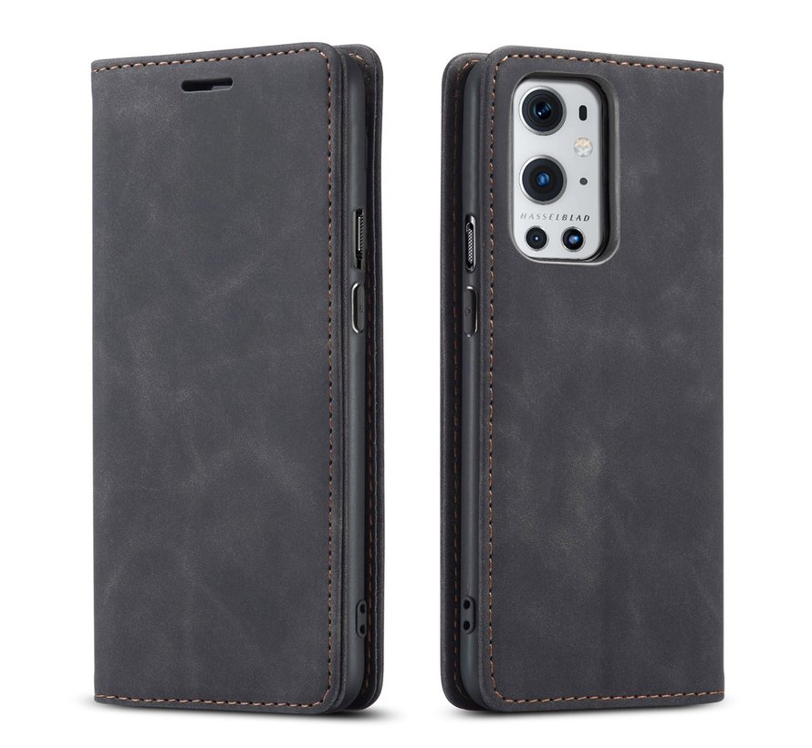 OnePlus 9 Pro Wallet Case Vintage Leather Black