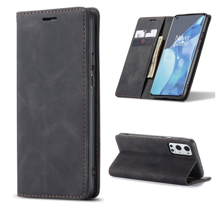 OnePlus 9 Pro Wallet Case Vintage Leather Black