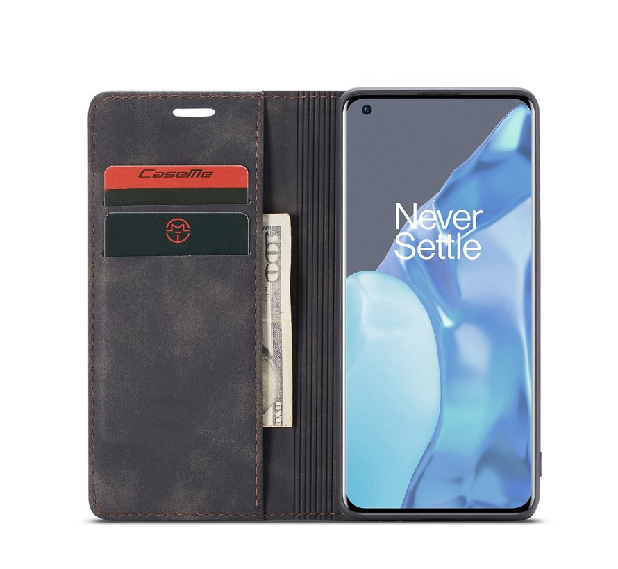 OnePlus 9 Pro Wallet Case Vintage Leather Black