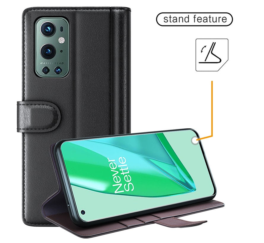 OnePlus 9 Pro Wallet Case Genuine Leather Brown