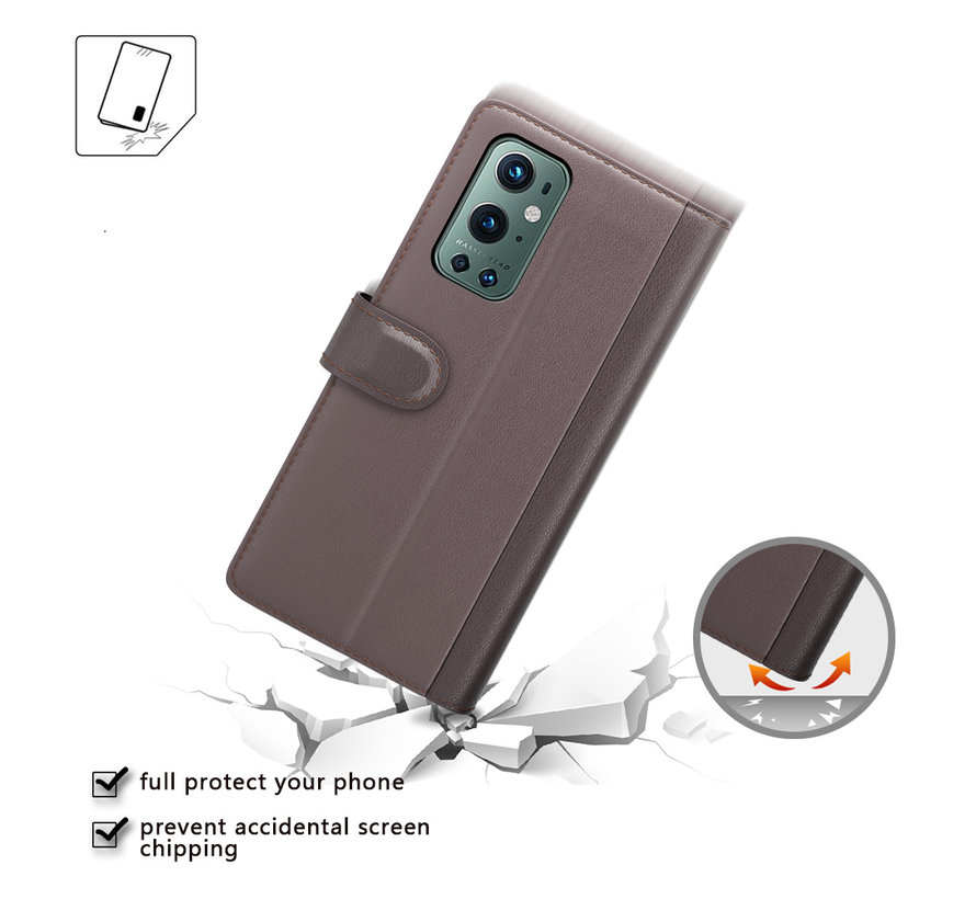 OnePlus 9 Pro Wallet Case Echtleder Schwarz