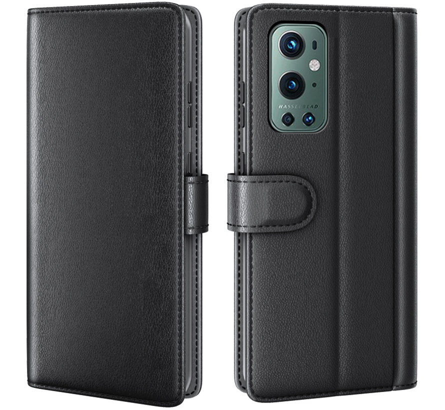 OnePlus 9 Pro Wallet Case Genuine Leather Black