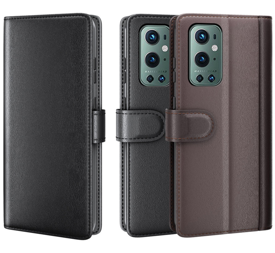 OnePlus 9 Pro Wallet Case Echtleder Schwarz
